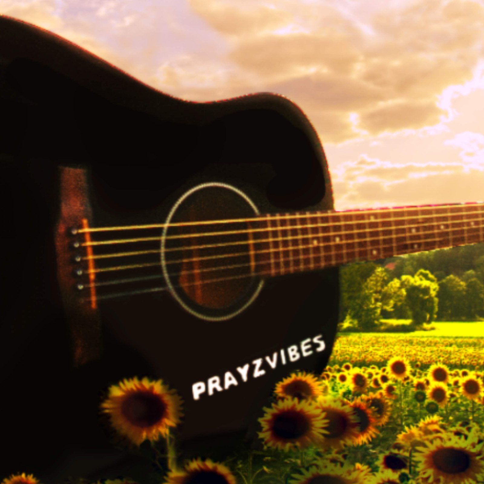 PRAYZVIBES guitar and sunflower artist artwork